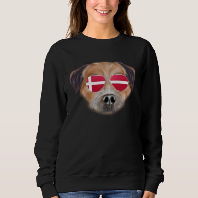 Sweatshirt Danish Flag Border Terrier Dog Denmark Pocket (Devant)