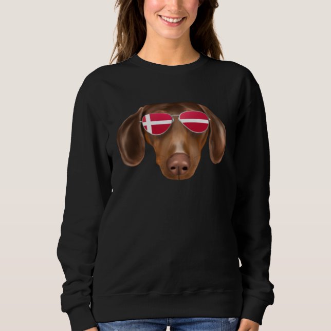 Sweatshirt Danish Flag Brown Dachshund Dog Denmark Pocket (Devant)