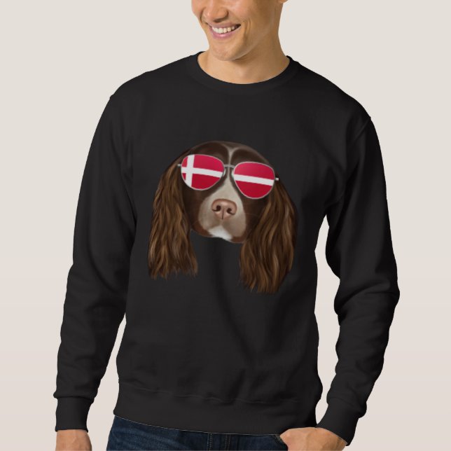 Sweatshirt Danish Flag English Springer Spaniel Dog Denmark P (Devant)