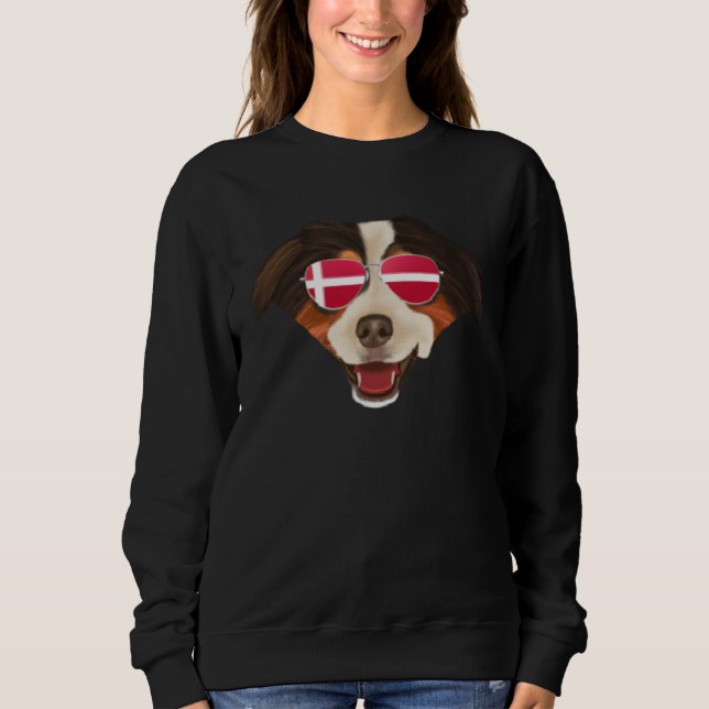 Sweatshirt Danish Flag Miniature American Shepherd Dog Denmar (Devant)