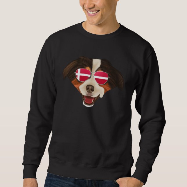 Sweatshirt Danish Flag Miniature American Shepherd Dog Denmar (Devant)