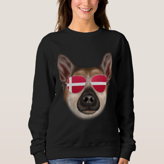 Sweatshirt Danish Flag Norwegian Buhund Dog Denmark Pocket (Devant)