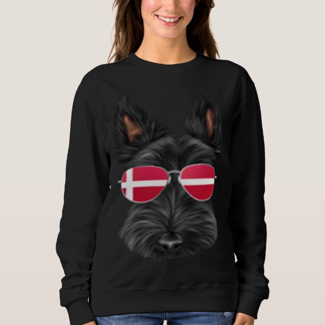 Sweatshirt Danish Flag Scottish Terrier Dog Denmark Pocket (Devant)