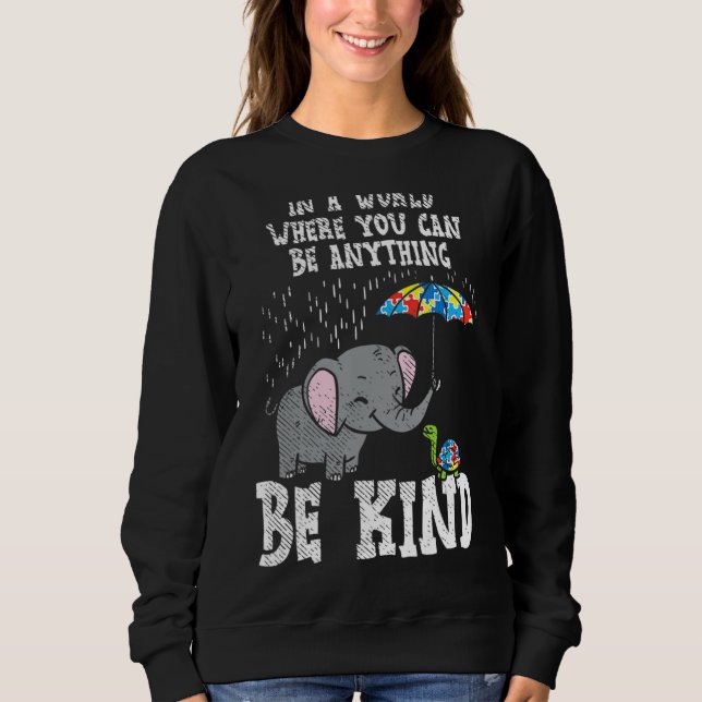 Sweatshirt Dans Un Monde Soyez Gentil Elephant Turtle Umbrell (Devant)