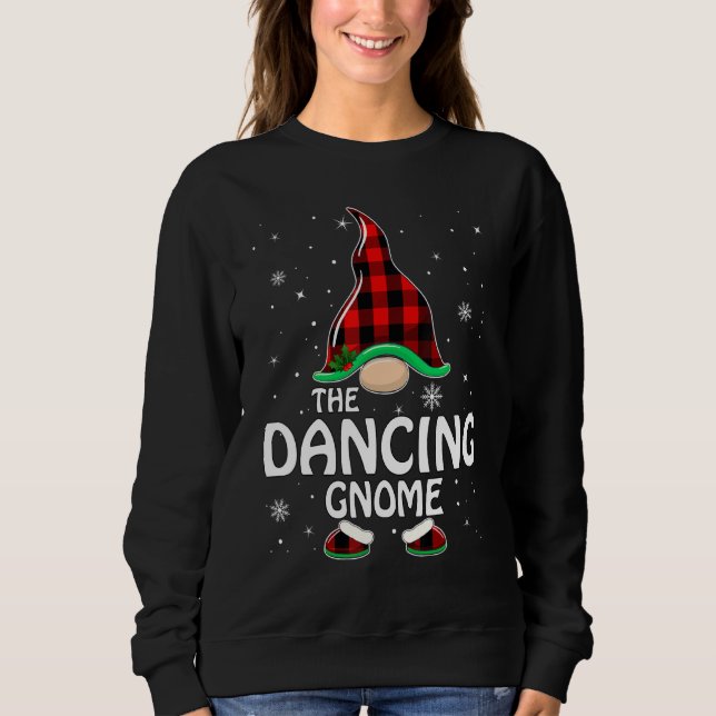 Sweatshirt Danser Gnome Buffalo Plaid Matching Family Christ (Devant)