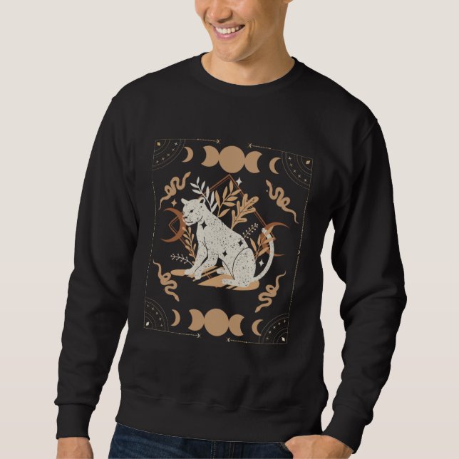 Sweatshirt Dark Academia Aesthetic Celestial Boho Tarot Leopa (Devant)