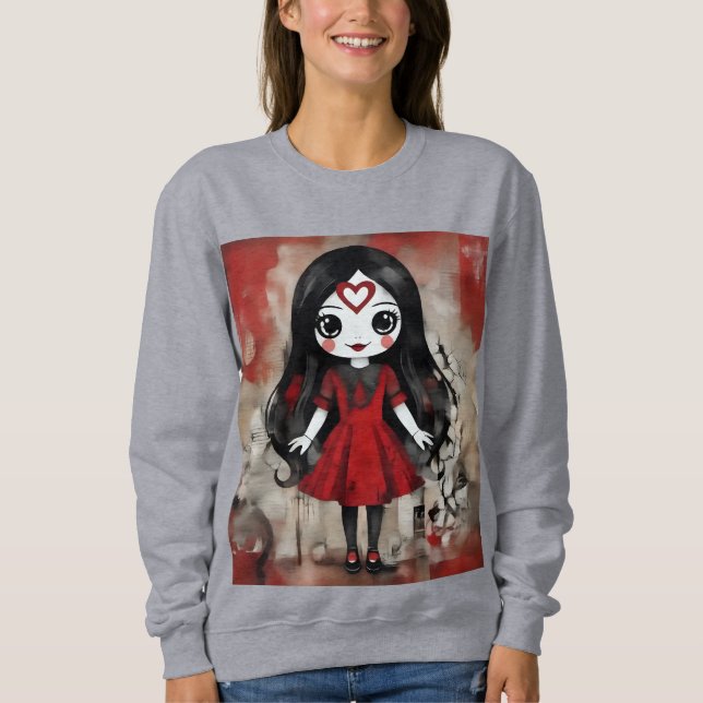 Sweatshirt Dark Whimsy – Fille Pâle en Écarlate (Devant)