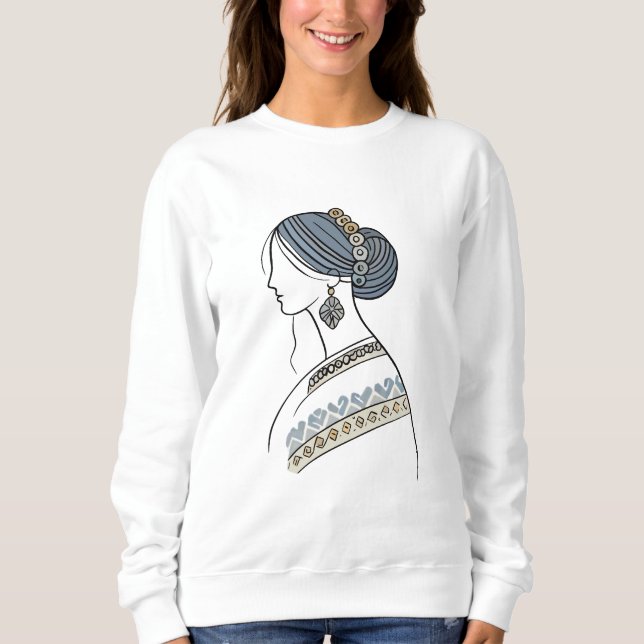 Sweatshirt d'art populaire ukrainien | Line Art (Devant)
