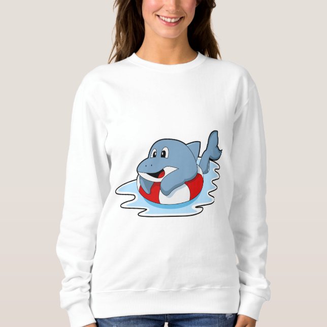Sweatshirt Dauphin à la natation avec anneau de natation.PNG (Devant)