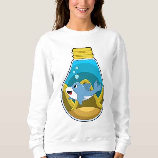 Sweatshirt Dauphin à la natation dans l'aquarium (Devant)