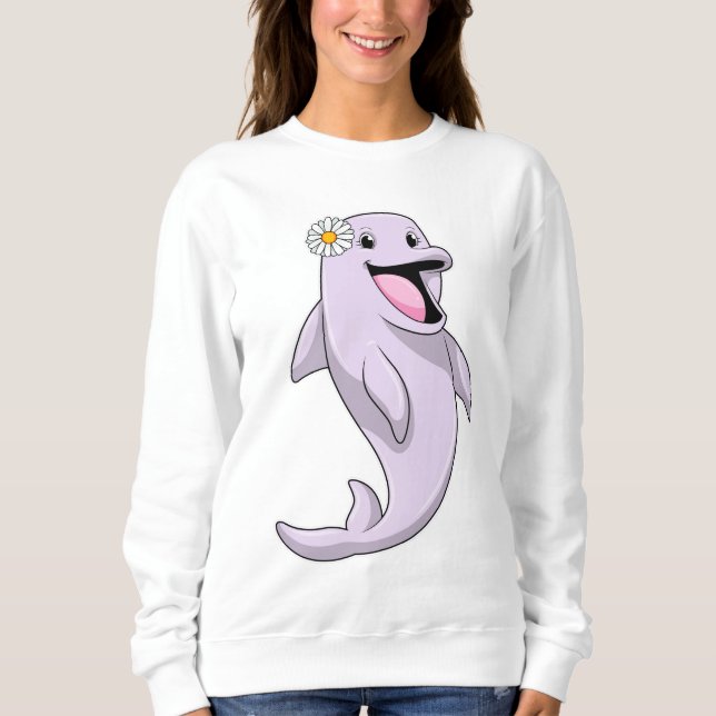 Sweatshirt Dauphin avec fleur marguerite (Devant)