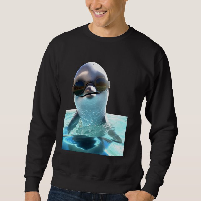 Sweatshirt Dauphin Avec Lunettes De Soleil Animal Lote Oceani (Devant)