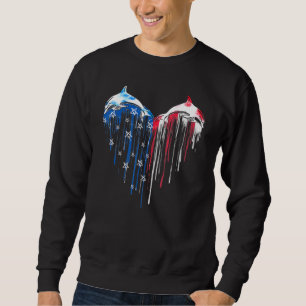 Sweatshirt Dauphin de coeur du drapeau américain 4 juillet da