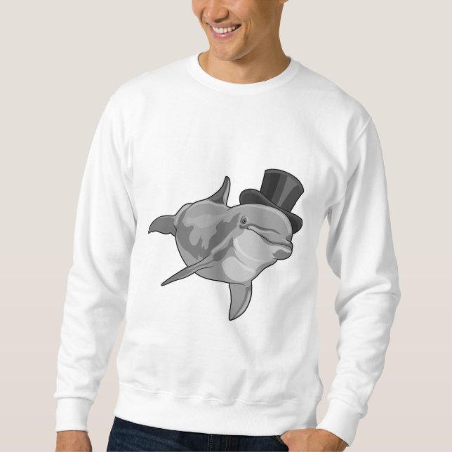 Sweatshirt Dauphin en tant que Gentleman avec chapeau supérie (Devant)