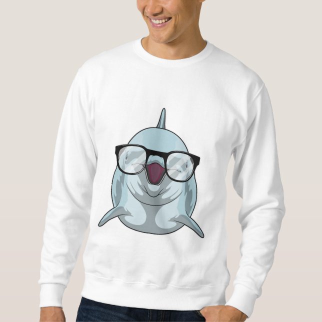 Sweatshirt Dauphin Nerd avec lunettes (Devant)