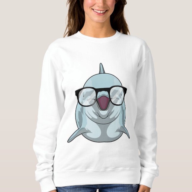 Sweatshirt Dauphin Nerd avec lunettes (Devant)