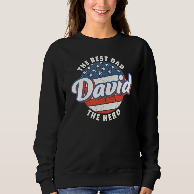 Sweatshirt David Meilleur Papa Héros Drapeau États-Unis Perso (Devant)