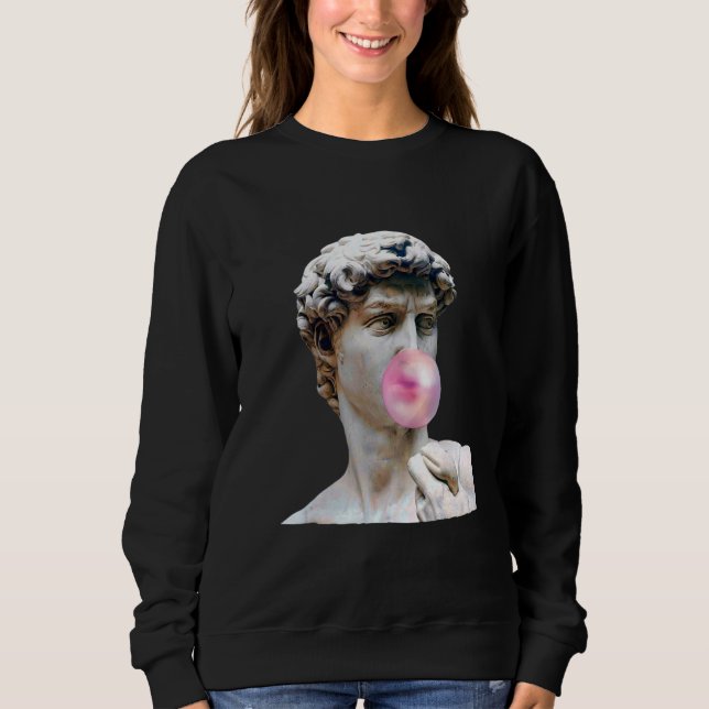 Sweatshirt David Michelangelo Chewing Bubble Gum Statue Homme (Devant)