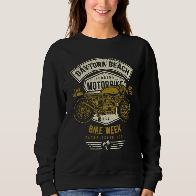 Sweatshirt Daytona Beach Bike Week Retro Distressed Motorcycl (Devant)