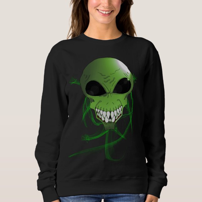 Sweatshirt de base des femmes aliens vertes (Devant)