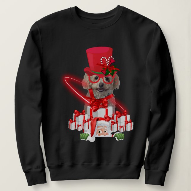 Sweatshirt de caniche de Noël de Noël de vacances (Design devant)