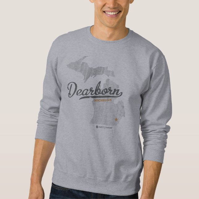 Sweatshirt de carte de Dearborn Michigan rétro (Devant)
