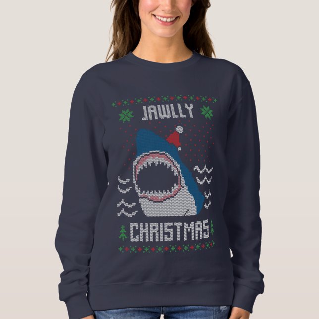Sweatshirt de chandail moche de requin de Noël (Devant)