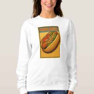 Sweatshirt de chiens chauds de Chicago Retro