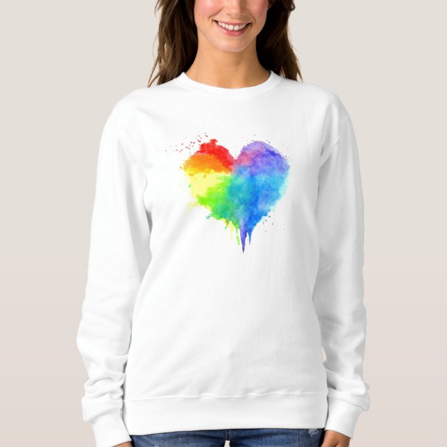 Sweatshirt de coeur Rainbow Splatter (Devant)