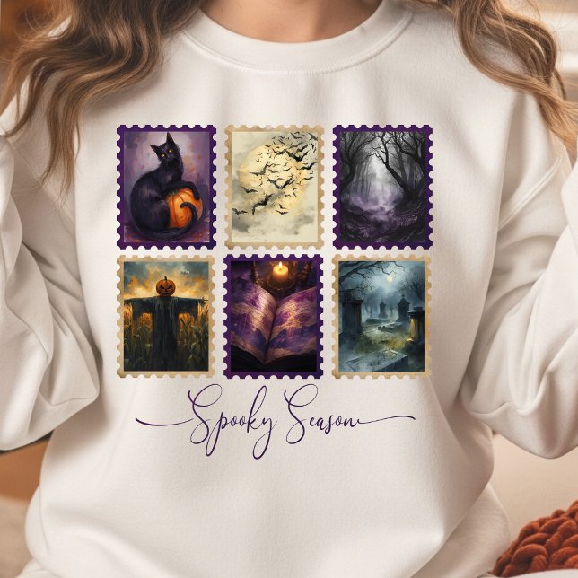 Sweatshirt de collection de timbres d'Halloween (Spooky Season Halloween Stamp Sweatshirt)