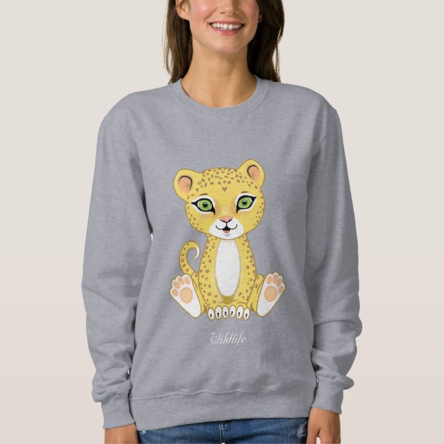 Sweatshirt de dessin animé de jeune léopard sauvag (Devant)