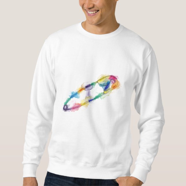 Sweatshirt de goupille de sécurité d'arc-en-ciel (Devant)