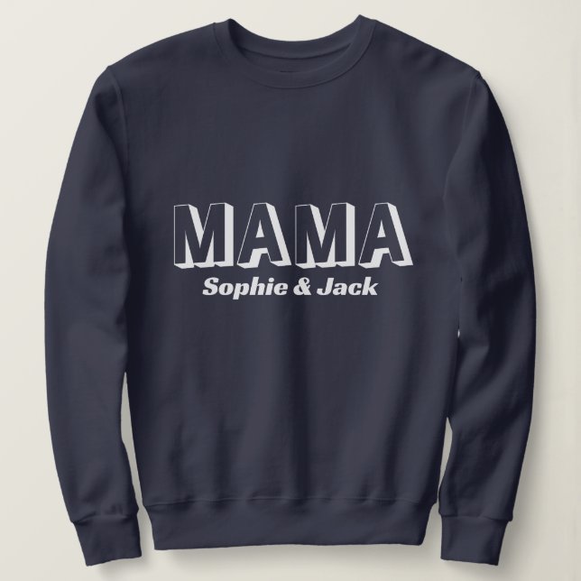 Sweatshirt de maman personnalisé avec nom d'enfant (Design devant)