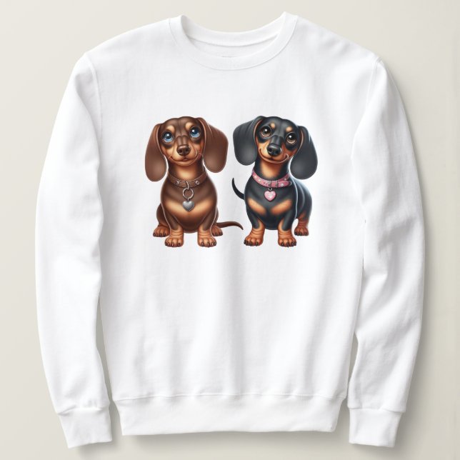 Sweatshirt De mignons amis dachshund (Design devant)