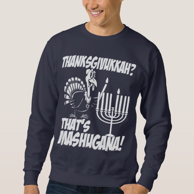 Sweatshirt de monochrome de Thanksgivukkah (Devant)
