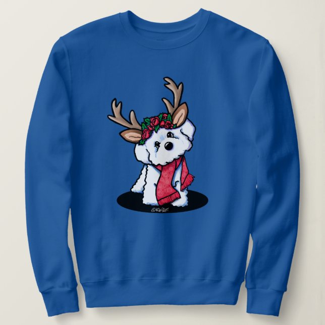 Sweatshirt de Noël Bichon Frise Reindeer (Design devant)