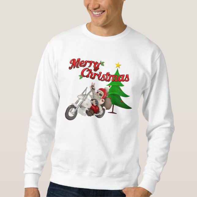 Sweatshirt de Noël Biker Père Noël (Devant)