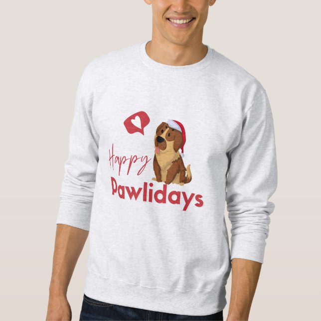 Sweatshirt de Noël, Chien, Joyeux Pawlidays (Devant)
