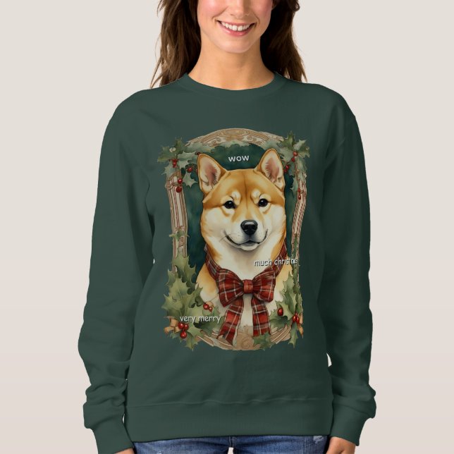 Sweatshirt de Noël de chien (Shiba Inu) (Devant)