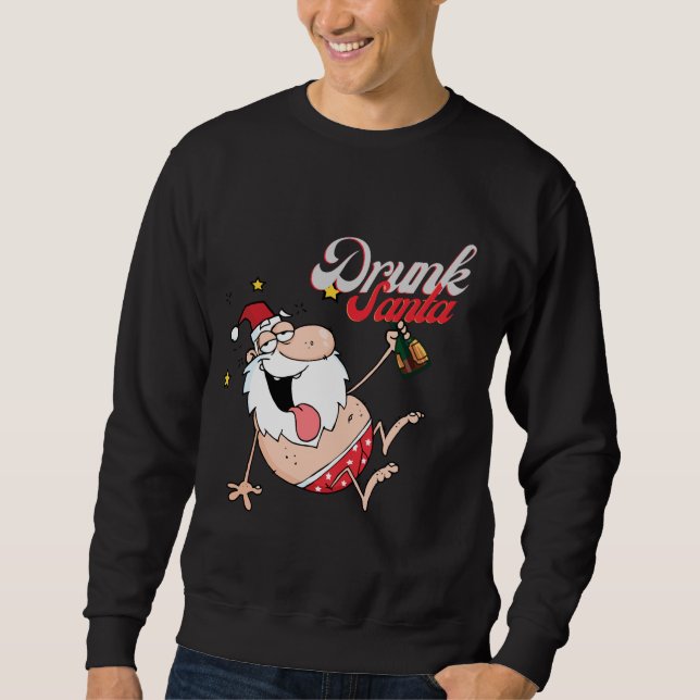 Sweatshirt de Noël de Père Noël ivre (Devant)