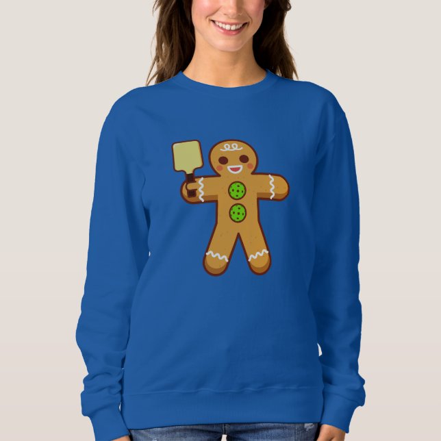 Sweatshirt de Noël de Pickleball - Gingerbreadman (Devant)