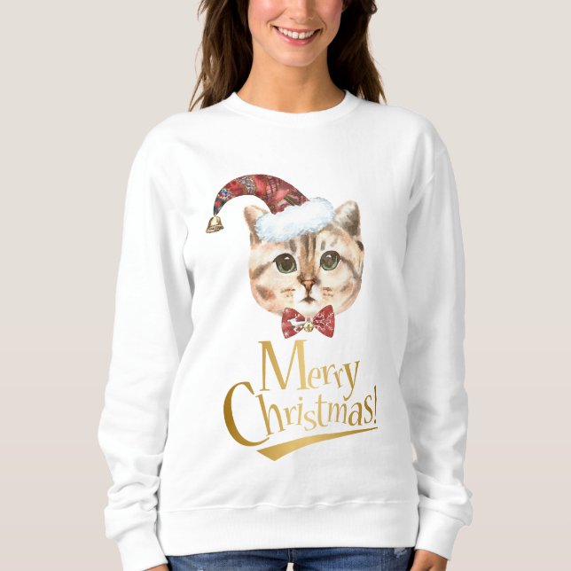 Sweatshirt de Noël du chat (Devant)