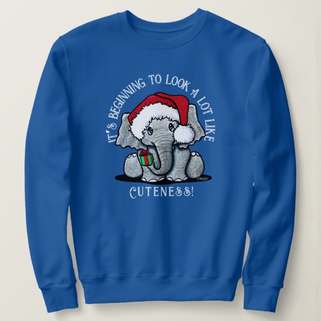 Sweatshirt de Noël Eléphant KiniArt (Design devant)