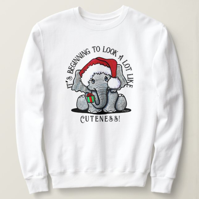 Sweatshirt de Noël Eléphant KiniArt (Design devant)