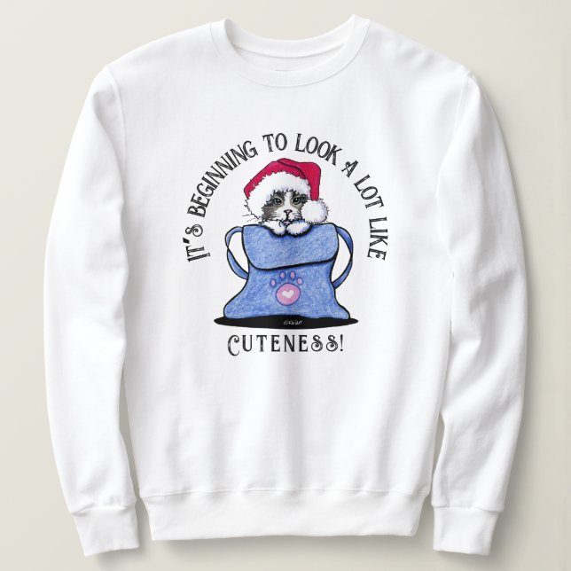 Sweatshirt de Noël KiniArt Cat (Design devant)