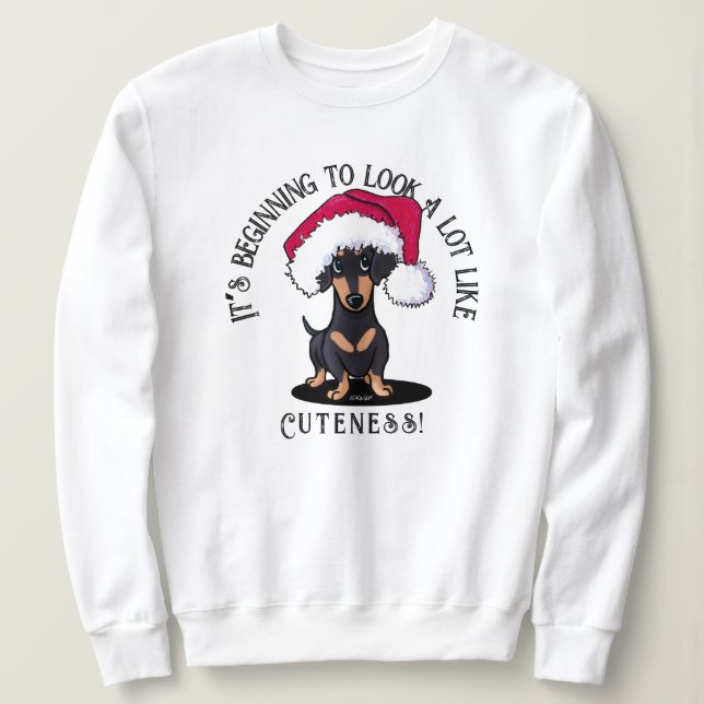 Sweatshirt de Noël KiniArt Dachshund (Design devant)