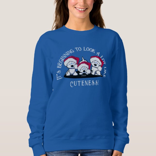 Sweatshirt de Noël KiniArt Westie Trio (Devant)