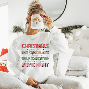 Sweatshirt de Noël, Père Noël, Chocolat Chaud,