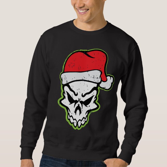 Sweatshirt de vacances de crâne de Père Noël (Devant)