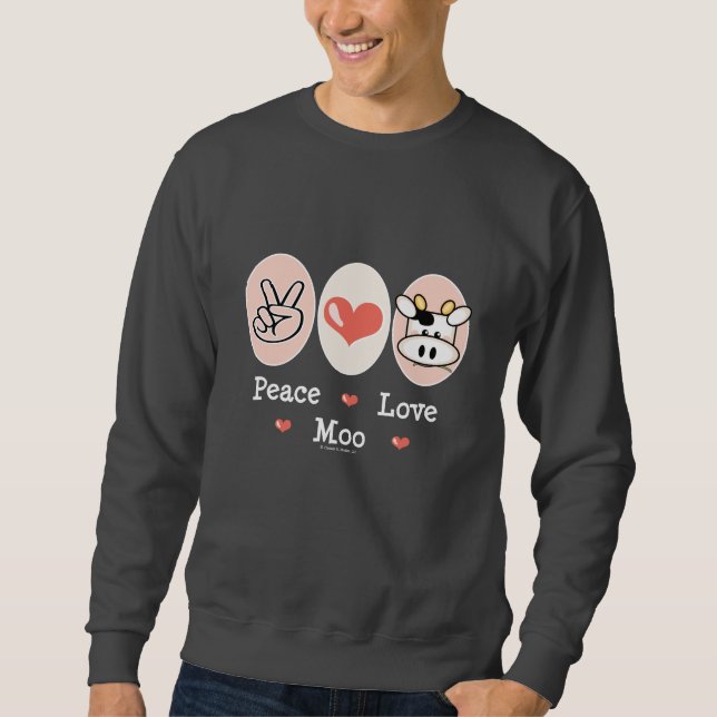 Sweatshirt de vache à MOO d'amour de paix (Devant)